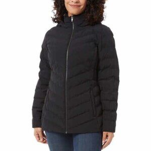32 degrees Ladies Hooded Puffer Full Zip Jacket; Black; Size L